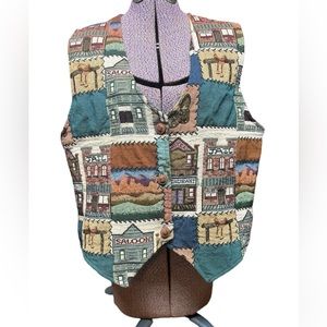 100% cotton made in the USA size 1x western vest cowgirl cowboy horses vacation
